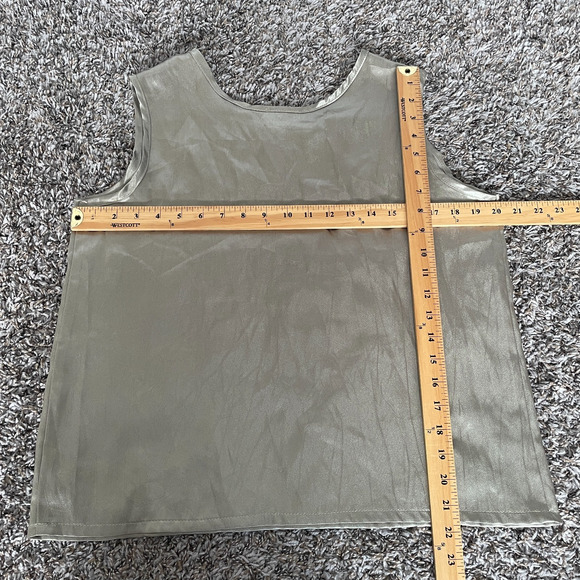 Vintage Tank Top Size Large Gold Brown Slinky Satin Minimal Basic Sleeveless 90s - Picture 10 of 10